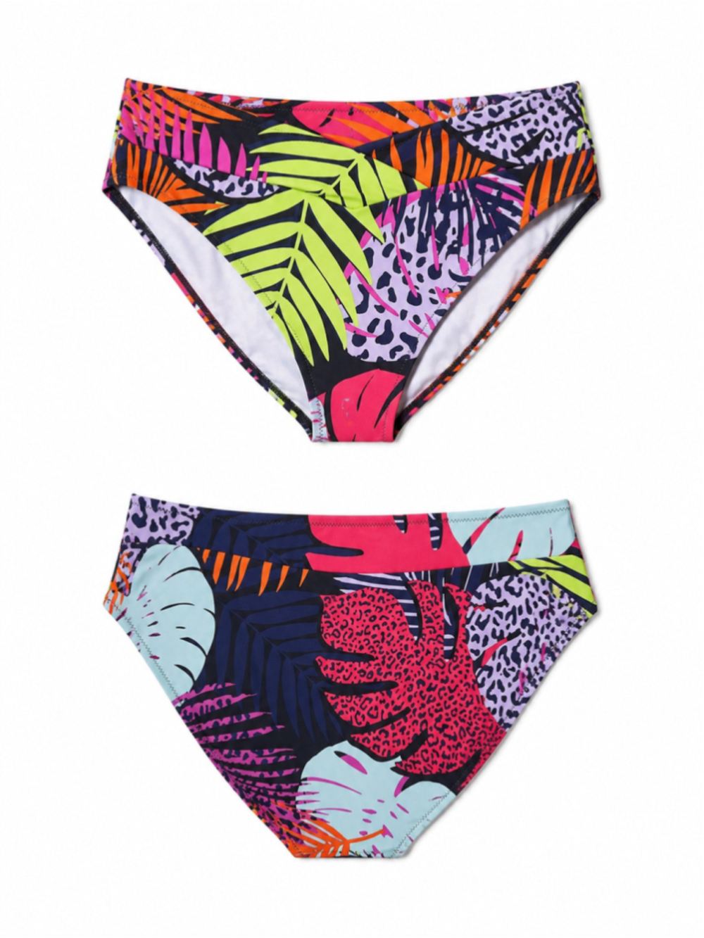 Bar III Women's Small Multicolor Palm Prowl High Leg Bikini Bottoms NWT